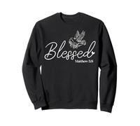 Blessed Matthew 5:8 Uplifting Floral Dove Spiritual Design Sweatshirt