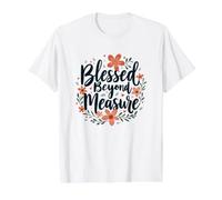 Blessed Measure Simple Floral Wreath Inspirational Design Value Graphic T-Shirt, Men, White, L