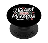 Blessed Meemaw Flower Hearts Grandmother PopSockets Adhesive PopGrip