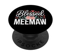 Blessed Meemaw With Flowers For Sweet Loving Grandma PopSockets Adhesive PopGrip