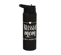 Blessed Mom All Day Every Day Heart Love Stainless Steel Insulated Water Bottle