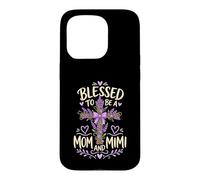 Blessed Mom Mimi Lavender Cross Case for iPhone 15 Pro