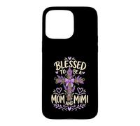 Blessed Mom Mimi Lavender Cross Case for iPhone 15 Pro Max