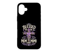 Blessed Mom Mimi Lavender Cross Case for iPhone 16 Plus