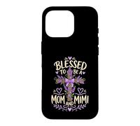 Blessed Mom Mimi Lavender Cross Case for iPhone 16 Pro
