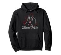 Blessed Mom Minimal Line Art Christian Mother's Day Pullover Hoodie