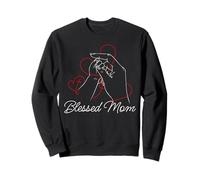 Blessed Mom Minimal Line Art Christian Mother's Day Sweatshirt