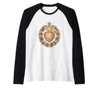 Blessed Mother Marian Catholic Symbol Raglan Baseball Tee