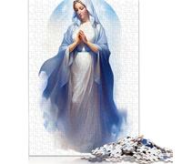 Blessed Mother Mary Painting Puzzles1000 Pieces Wood Puzzle Jigsaws for Adults Jigsaw Puzzles for Adults Educational Game Challenge Toy 1000pcs (75x50cm)