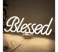 Blessed Neon Signs by 5V USB Powered, Led Light Up Signs for Wall Decor, Bedroom, Office, Warm White Blessed Sign 17x7 inches Blessed Decor