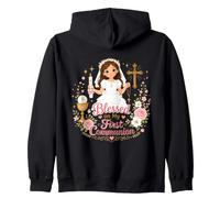 Blessed on my first Communion - Catholic Girl Zip Hoodie
