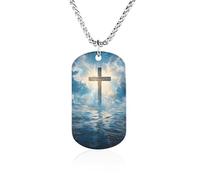 Blessed over The Ocean Funny Memorial Necklace Lightweight Printed Photo Necklaces Metal Tag Pendant