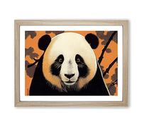 Blessed Panda Framed Print | A2 Oak Framed Wall Art | Ready to Hang | Modern Animal Picture | Living Room Bedroom Lounge Office