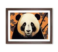 Blessed Panda Framed Print | A2 Walnut Framed Wall Art | Ready to Hang | Modern Animal Picture | Living Room Bedroom Lounge Office