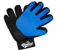 BLESSED Pet Grooming Gloves - Pet Deshedding Brushes Gloves for Dogs-Cats -Horses, Pet Hair Remover Mittens-Pet Washing Gloves 1 Pair (Blue)