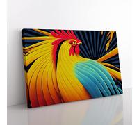 Blessed Rooster Canvas Wall Art Print Ready to Hang, Framed Picture for Living Room Bedroom Home Office Décor, 50x35 cm (20x14 Inch)