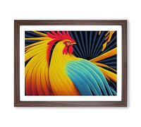 Blessed Rooster Framed Print | A4 Walnut Framed Wall Art | Ready to Hang | Modern Animal Picture | Living Room Bedroom Lounge Office