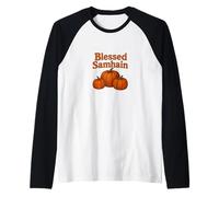 Blessed Samhain Autumn Witchy Vibes Ancestral Magic Raglan Baseball Tee