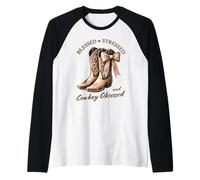 Blessed Stressed and Cowboy Obsessed Western Boots Cute Raglan Baseball Tee