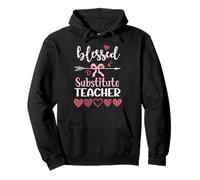 Blessed SubstituteTeacher Coquette Aesthetic Bow Arrow Heart Pullover Hoodie