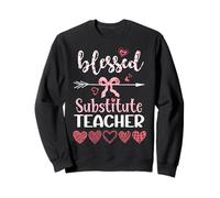 Blessed SubstituteTeacher Coquette Aesthetic Bow Arrow Heart Sweatshirt