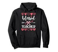 Blessed Teacher Coquette Aesthetic Bows, Arrow, & Love Heart Pullover Hoodie