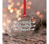 Blessed Thankful Grateful Ornament Keepsake Seasonal Wreaths Butterfly Christmas Ornaments Keepsake Christmas Tree Decorations Unique Clear Butterfly Acrylic Pendant for Family Birthday New Year Home
