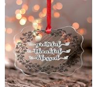 Blessed Thankful Grateful Ornament Keepsake Seasonal Wreaths Butterfly Hanging Ornaments Keepsake Festive Holidays Home Decor Farmhouse Clear Butterfly Acrylic Ornament Pendant for Friends Families