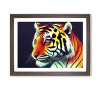 Blessed Tiger Framed Print | A2 Walnut Framed Wall Art | Ready to Hang | Modern Animal Picture | Living Room Bedroom Lounge Office