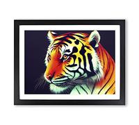 Blessed Tiger Framed Print | A3 Black Framed Wall Art | Ready to Hang | Modern Animal Picture | Living Room Bedroom Lounge Office