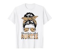 Blessed to Be Called Auntie Leopard Messy Bun Mother's Day T-Shirt