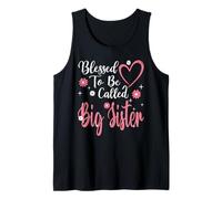 Blessed to Be Called Big Sister Flower Heart Mother's Day Tank Top