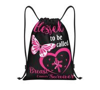 Blessed To Be Called Breast Cancer Survivor Sports Backpack Versatile Sports Drawstring Waterproof Sport Gym String Bag For Travel School Beach 39X46Cm