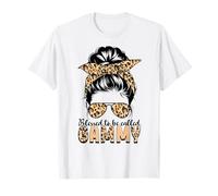 Blessed to Be Called Gammy Leopard Messy Bun Mother's Day T-Shirt