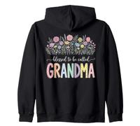Blessed To Be Called Grandma Floral Design Zip Hoodie