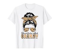 Blessed to Be Called Granny Leopard Messy Bun Mother's Day T-Shirt