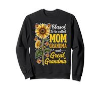 Blessed To Be Called Mom And Grandma Sunflower Butterfly Sweatshirt