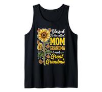Blessed to Be Called Mom and Grandma Sunflower Butterfly Tank Top