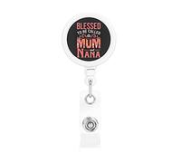 Blessed to Be Called Mom Retractable Badge Holder Reel Clip Id Card Holder forNurse Student Office Worker