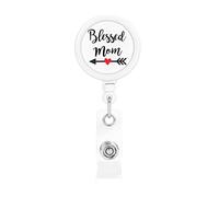 Blessed to Be Called Mom Retractable Badge Holder Reel Clip Id Card Holder forNurse Student Office Worker