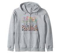 Blessed to Be Called Nana Floral Mother's Day Leopard Hearts Zip Hoodie