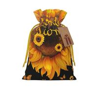 Blessed to Be Called Nana Sunflower Printed Christmas Drawstring Bags for Xmas Gift Wrapping, Yellow Christmas Ribbon, M