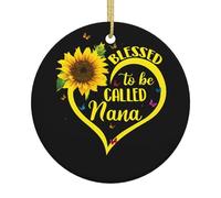 Blessed To Be Called Nana Sunflower Printing Personalized Christmas Ceramic Ornament Xmas Hanging Decoration For Home Holiday Party Decor