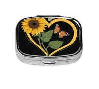 (Blessed to Be Called Nana Sunflower) Square Pill Box with 2 Compartment Small Pill Organizer Portable Pill Case Vitamin Containers, Travel Essentials 5.5x4x1.8 cm