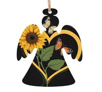 Blessed to Be Called Nana Sunflower Wooden Christmas Ornament Angel Shape Personalized Hanging Ornament Pendant Decoration for Xmas Tree Holiday Party Home Farmhouse Decor 2 PCS