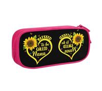 Blessed to Be Called Sunflower Large Capacity Double Layer Pencil Case,Customizable Full Print Polyester Fabric Organizer-School, Office, Travel Makeup Pouch