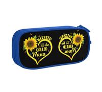 Blessed to Be Called Sunflower Large Capacity Double Layer Pencil Case,Customizable Full Print Polyester Fabric Organizer-School, Office, Travel Makeup Pouch