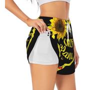 Blessed to Be Called Sunflower Women's Athletic Shorts Summer Daily Leisure Jogging Cycling Outdoor Exercise White