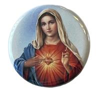 Blessed Virgin Mary Button 1.25 Inch Pinback Immaculate Sacred Heart Our Lady Holy Mother