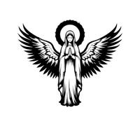 Blessed Virgin Mary Holding Jesus Best Design Fine Carving Stickers 41x49cm Tattoo Culture Black